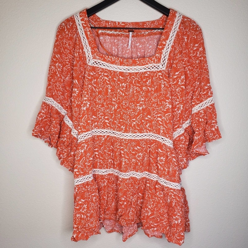 Free People Coral Talk About It Tunic Size XS
